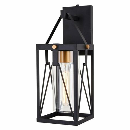PERFECTTWINKLE 7 in. Evanston Outdoor Wall Light Matte Black & Light Gold PE3272296
